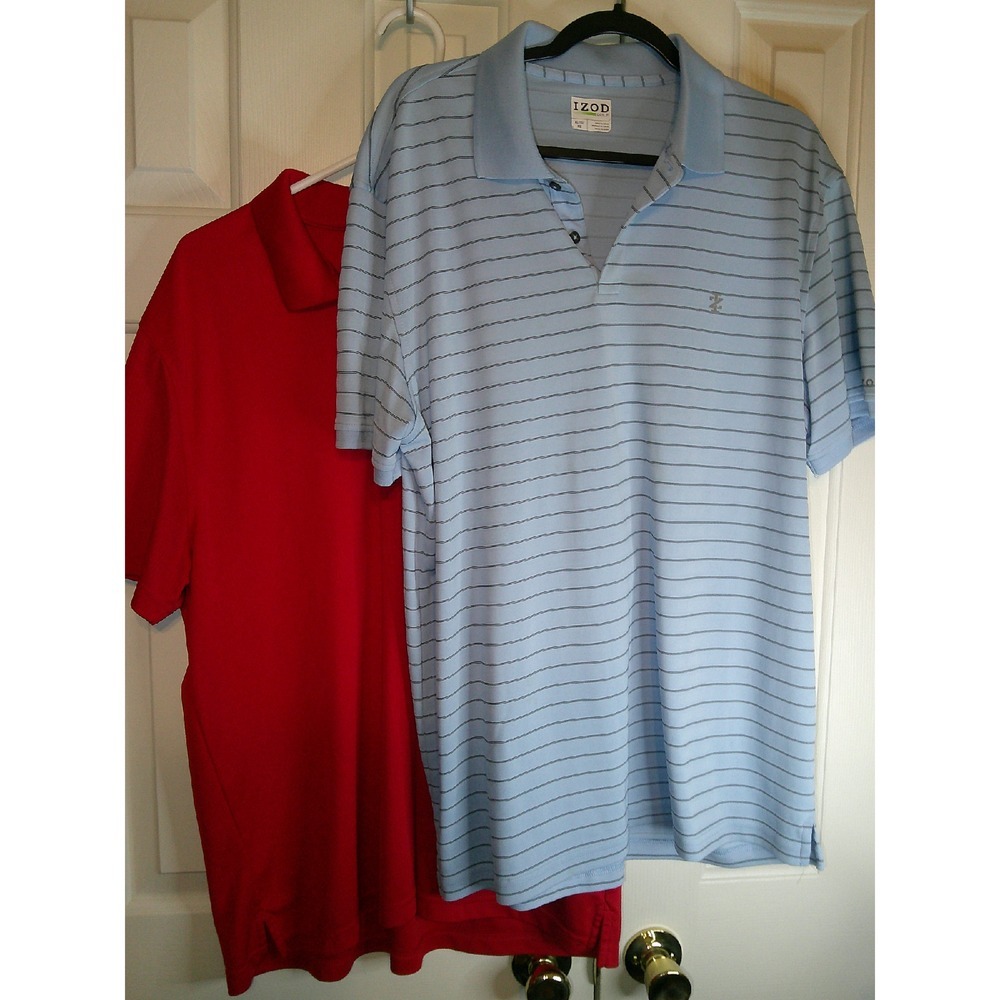 Izod Golf Polo Shirt Striped Short Sleeve Casual Athletic Xl
